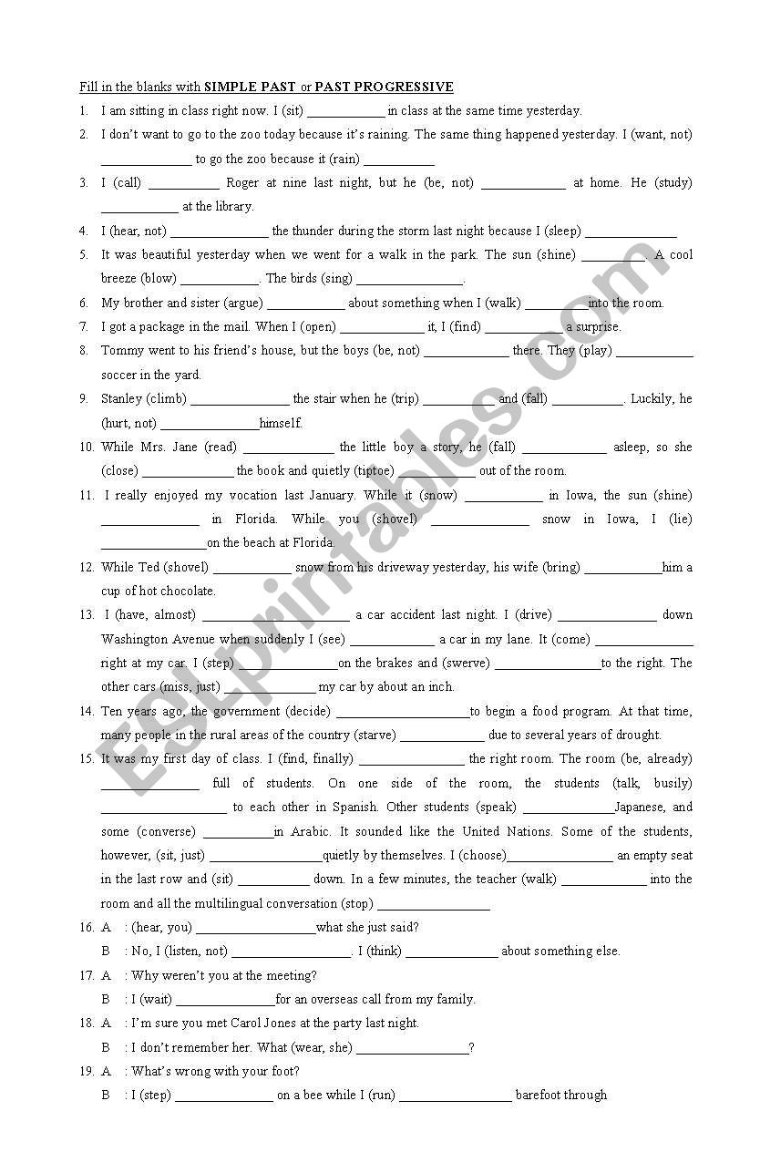 Present or Past worksheet