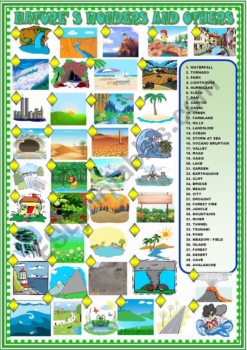 Natures wonders and others worksheet
