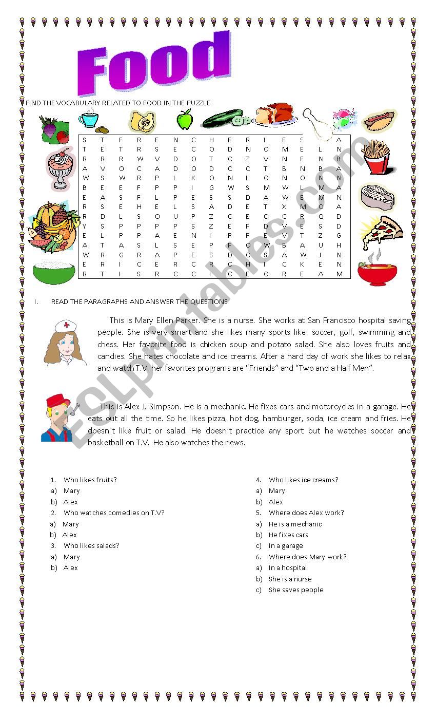 Food worksheet