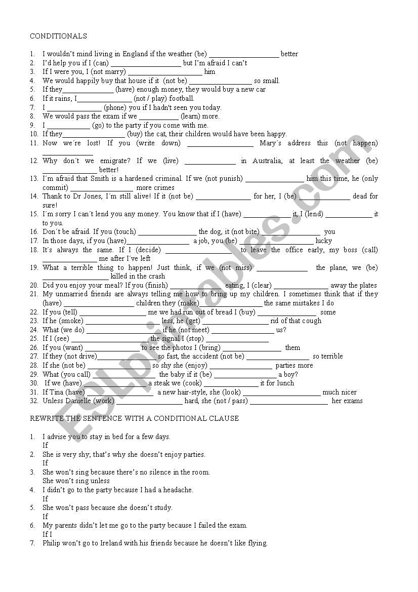 CONDITIONAL REVIEW worksheet
