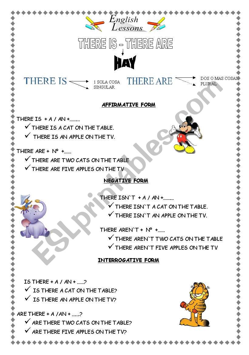 there is / there are grammar worksheet