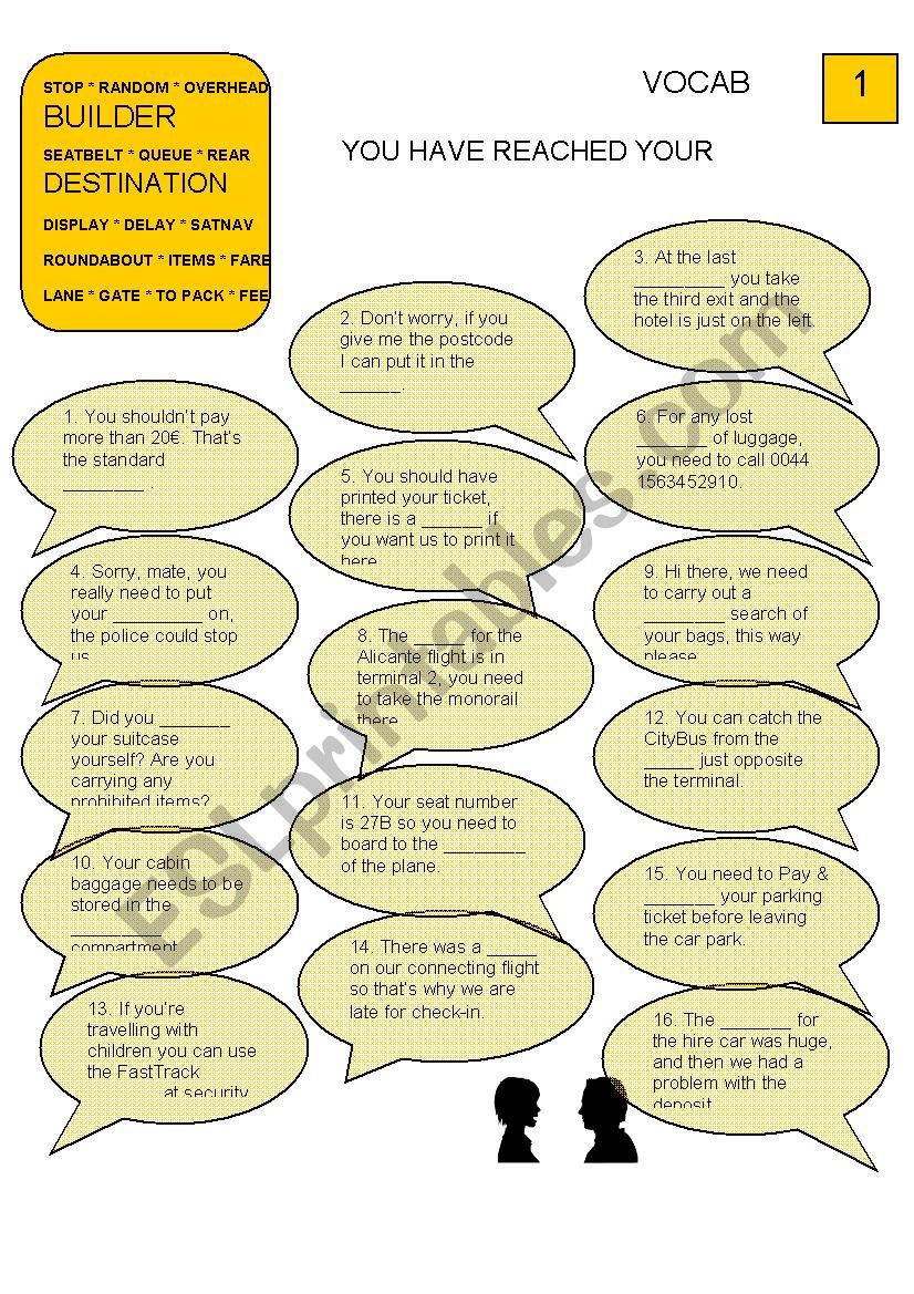 Travel Vocabulary worksheet