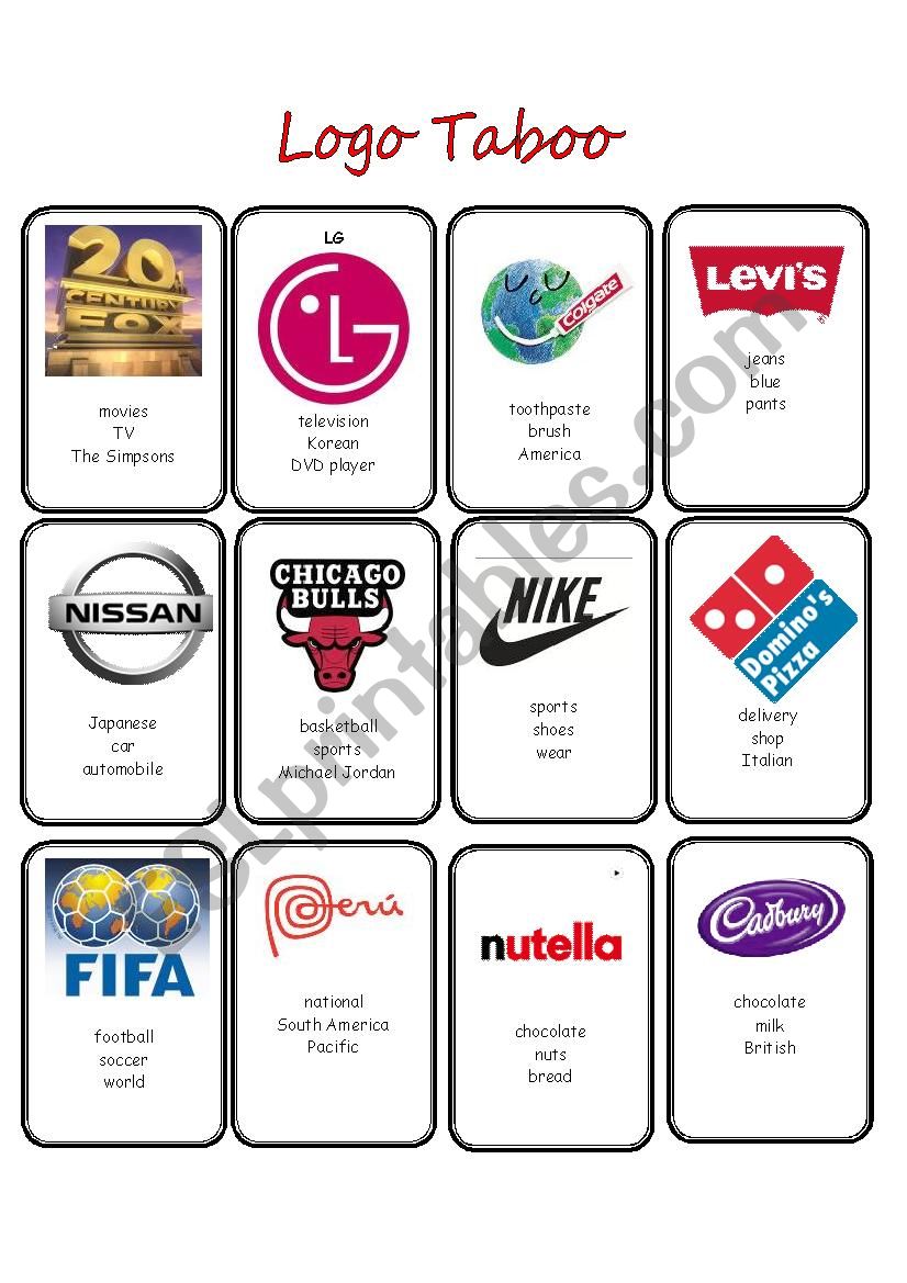 Advertising Logo Taboo worksheet