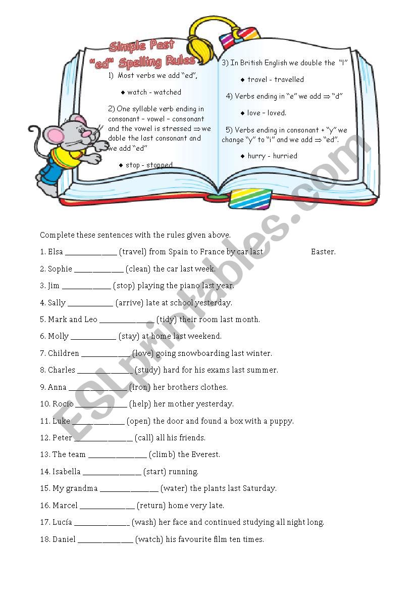 Spelling Rules worksheet