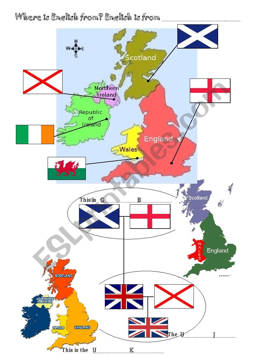 The British Isles, flags and countries