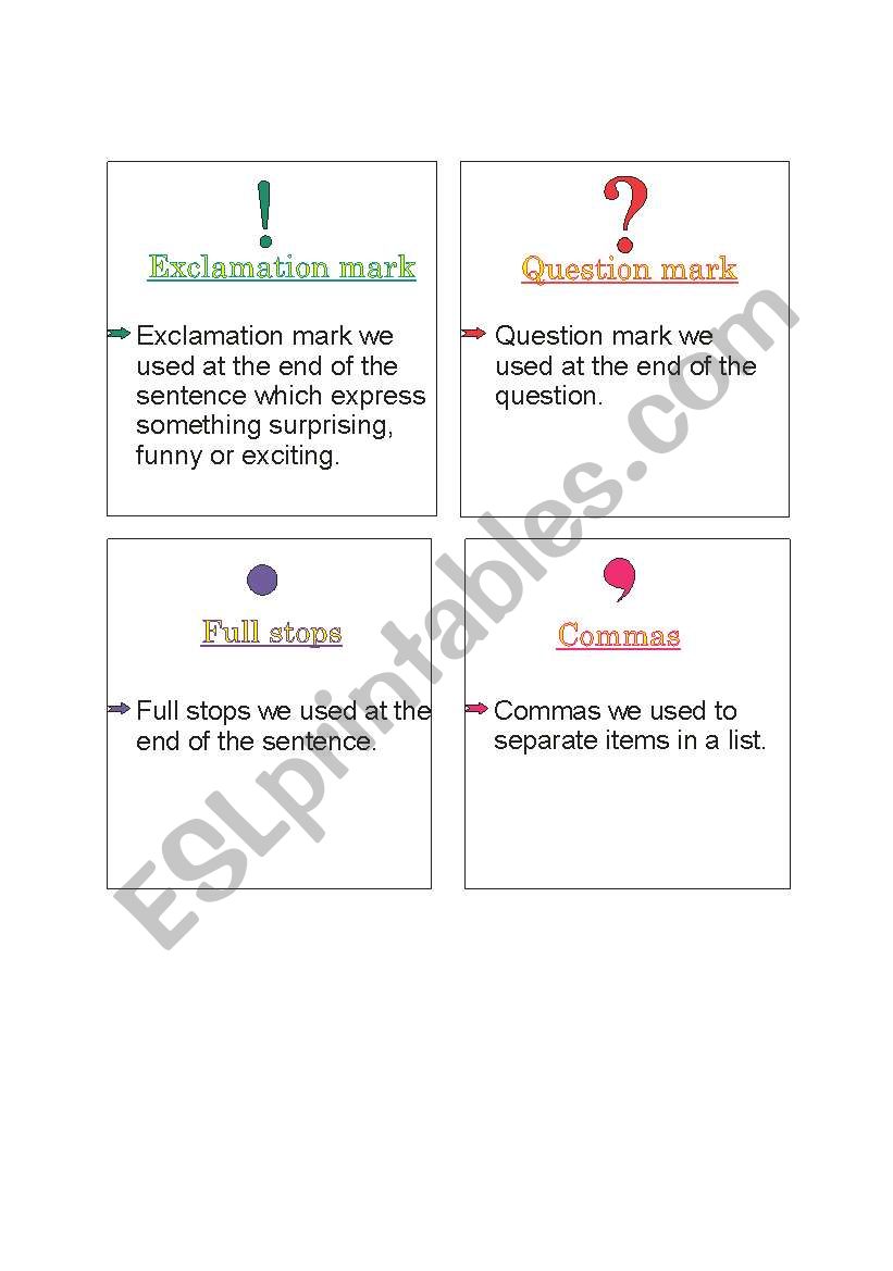 puntuation marks worksheet
