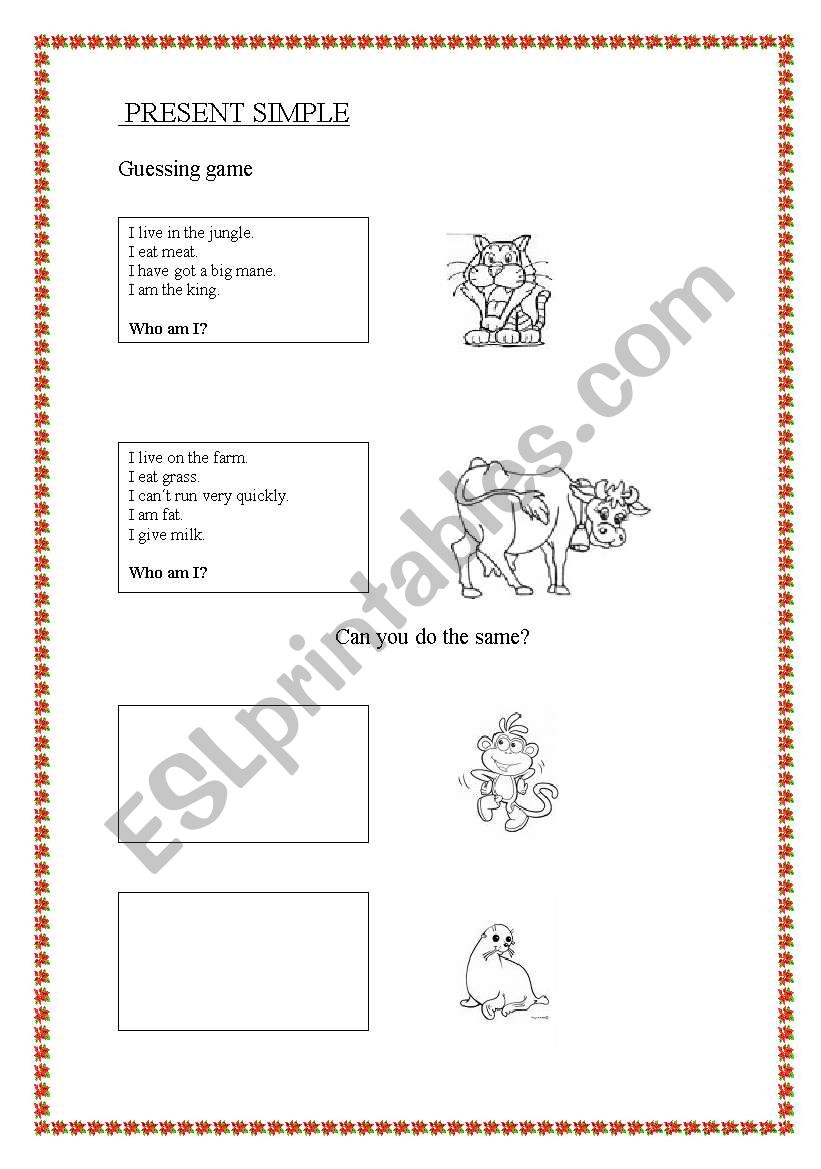 guessing game worksheet