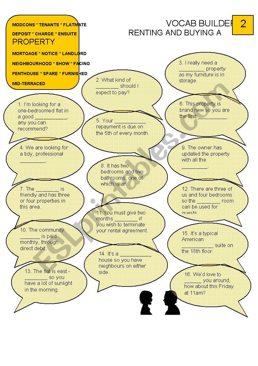 Finding a House Vocabulary worksheet