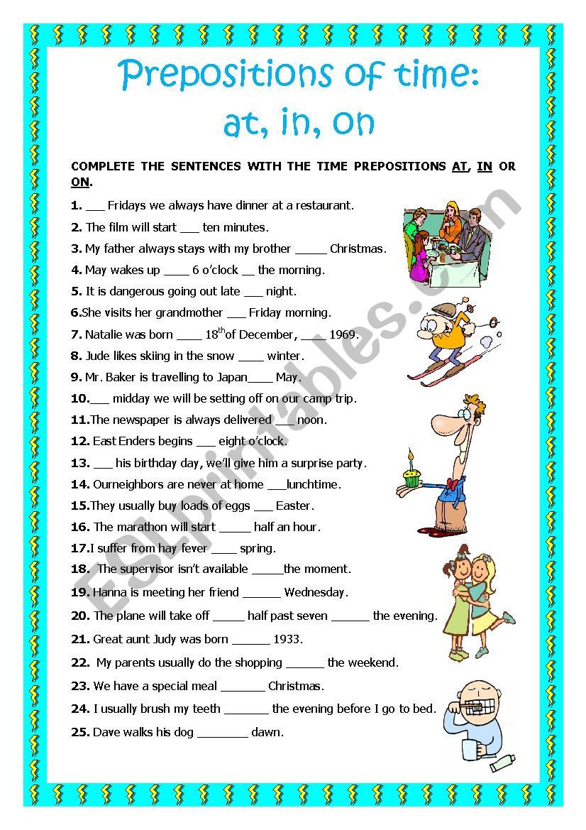 Prepositions of Time 2 worksheet