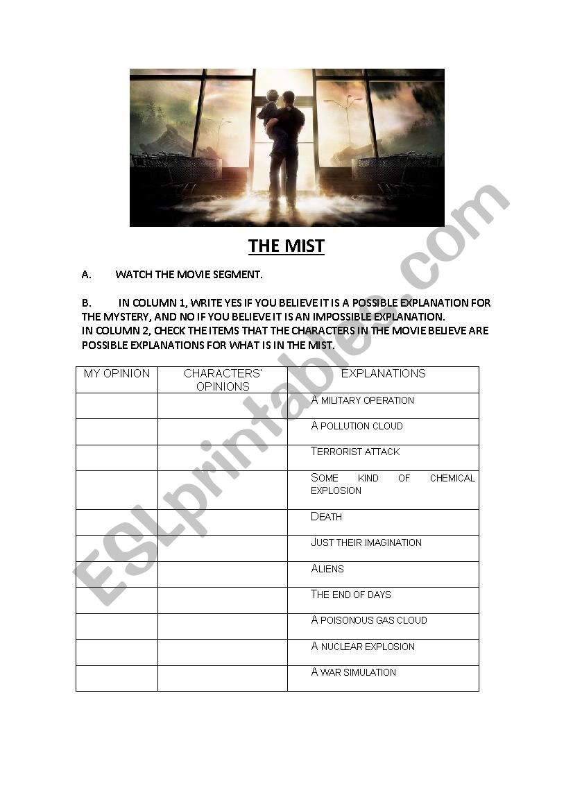 The Mist - Modal Movie Worksheet