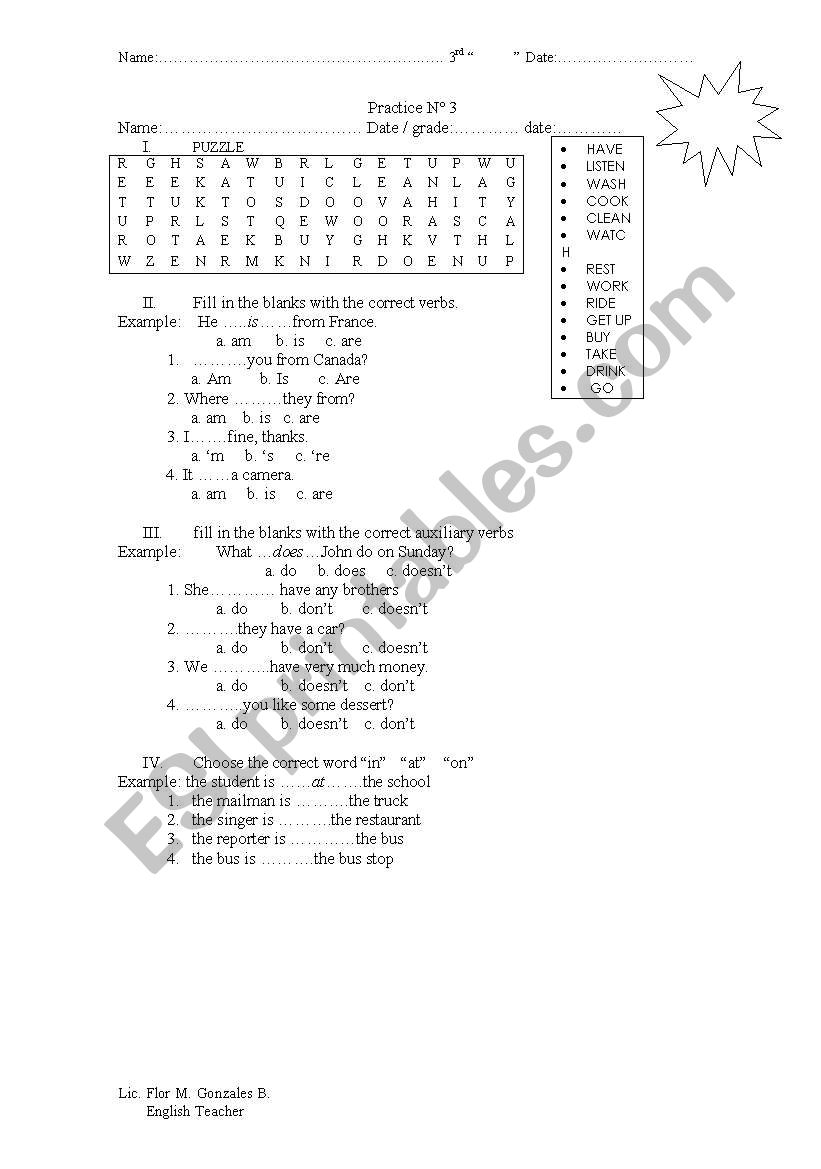 Practice  worksheet