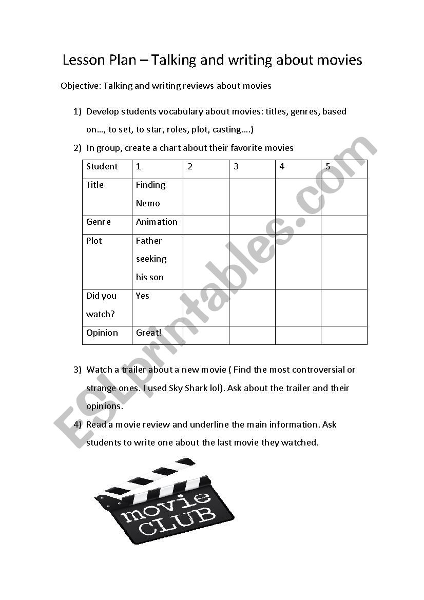 Talking about movies worksheet
