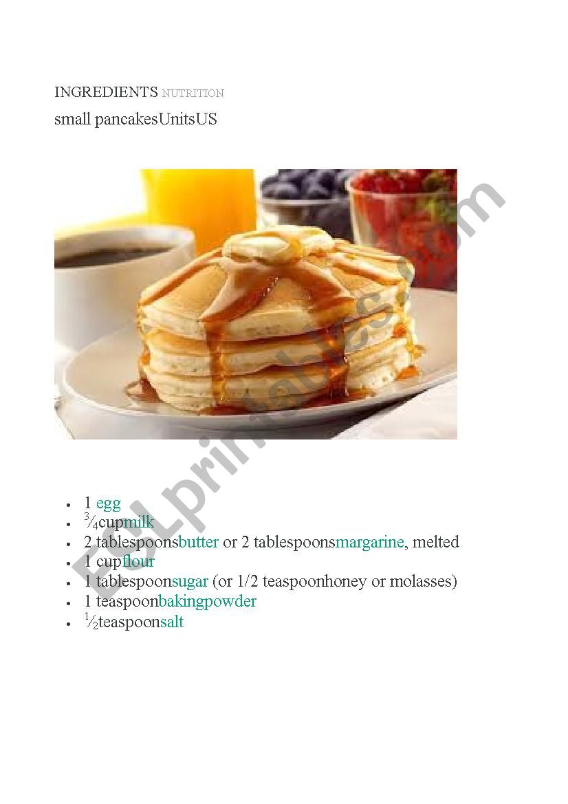 Pancakes worksheet
