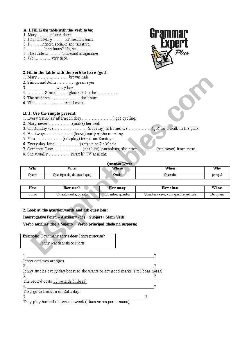 Grammar Test worksheet