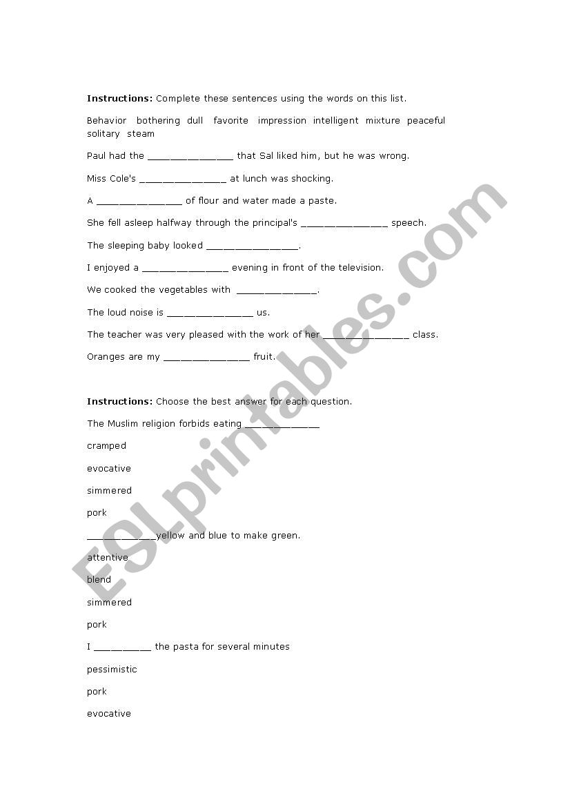 useful vocab worksheet
