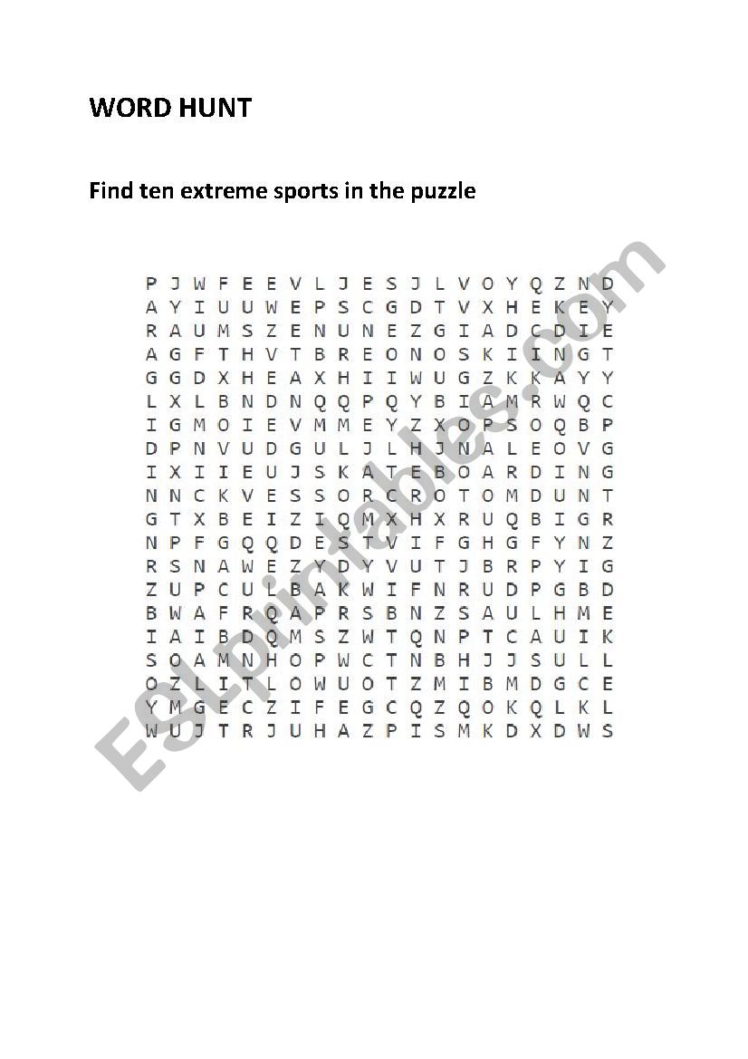 wordhunt worksheet