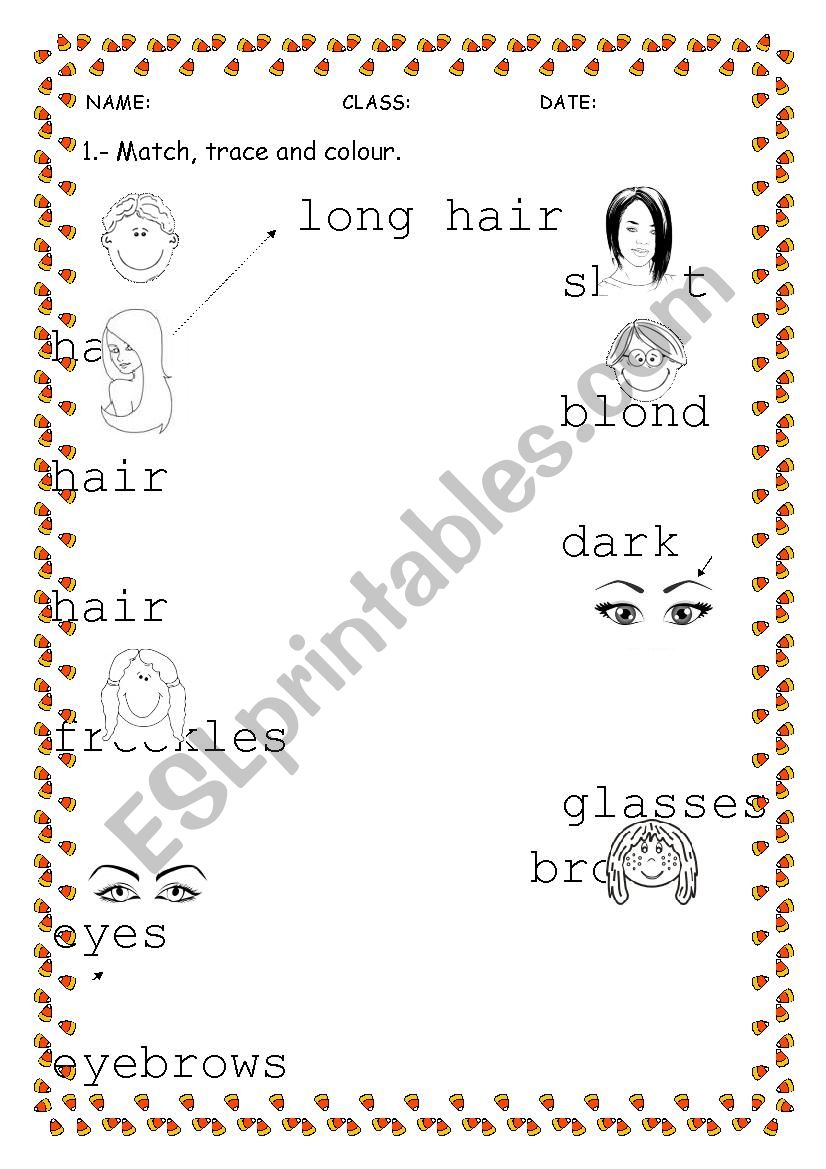 FACE DESCRIPTION worksheet