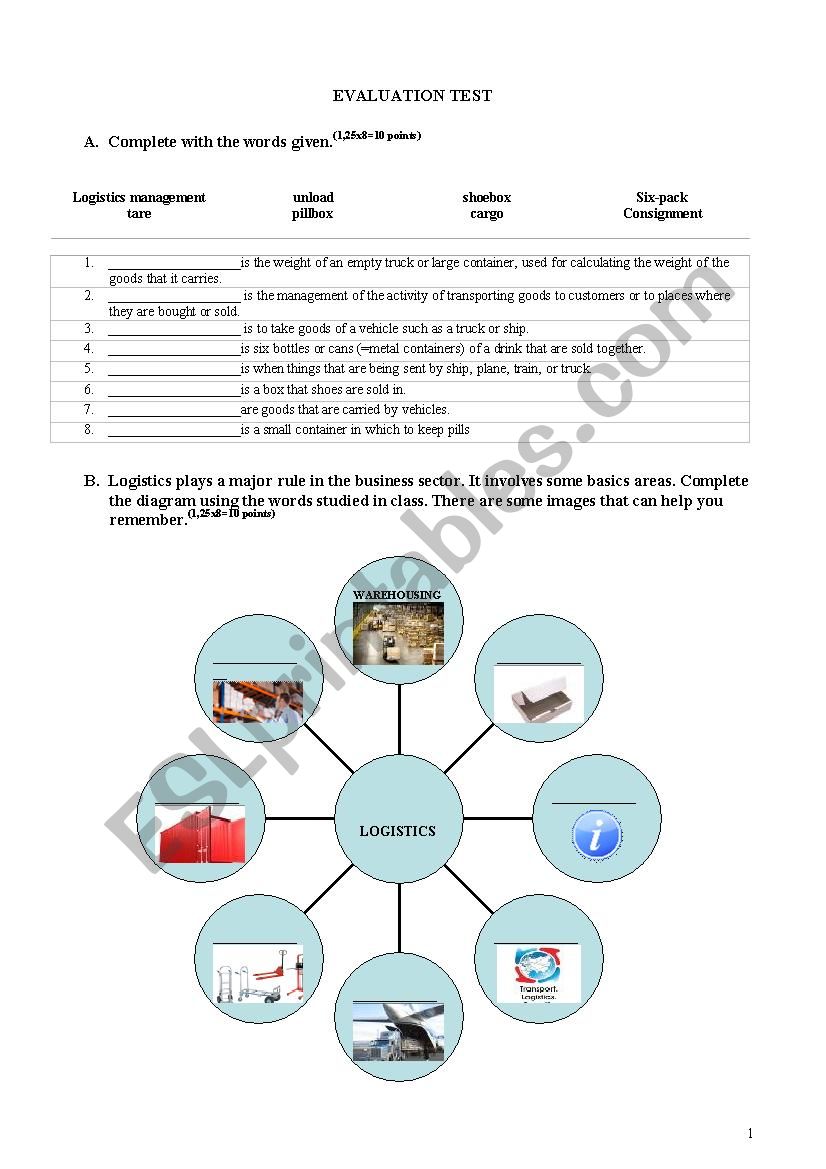 Test on Stocks management and Logistics