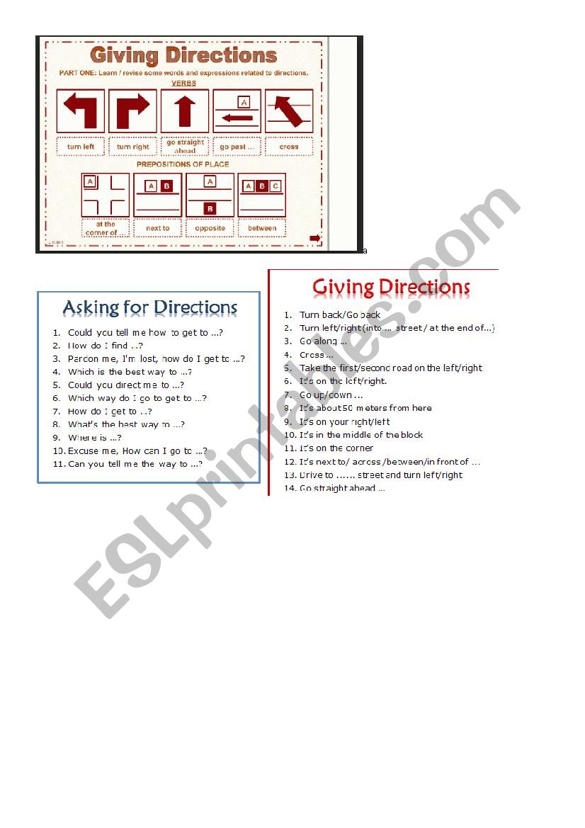 Directions worksheet