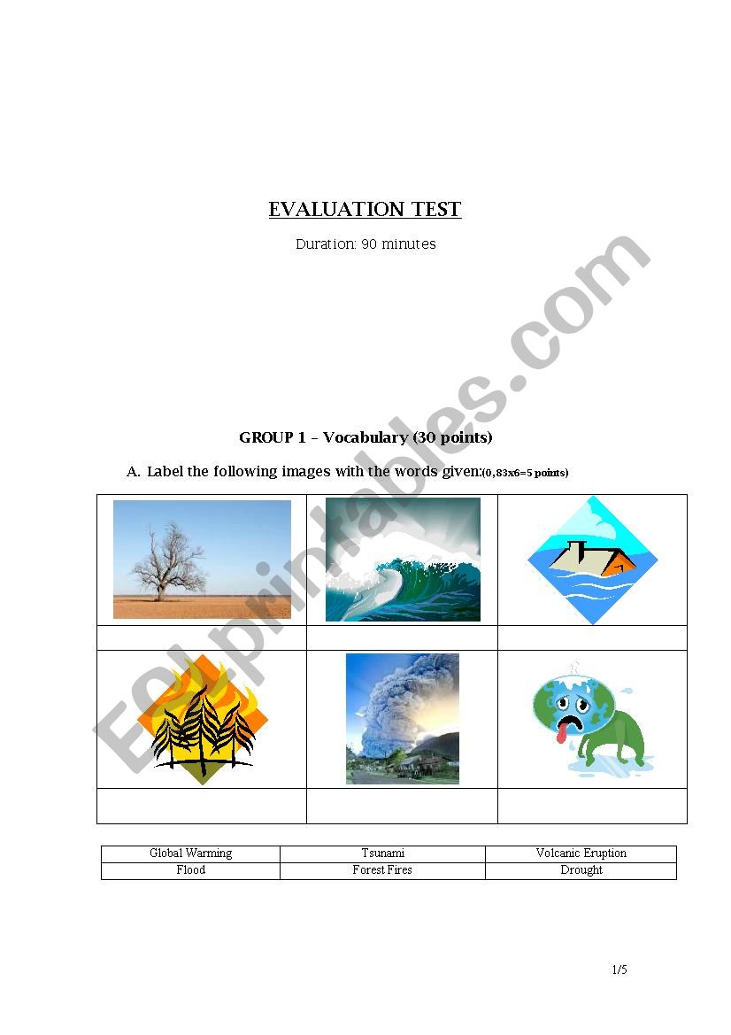 Evaluation Test - Problems of the world