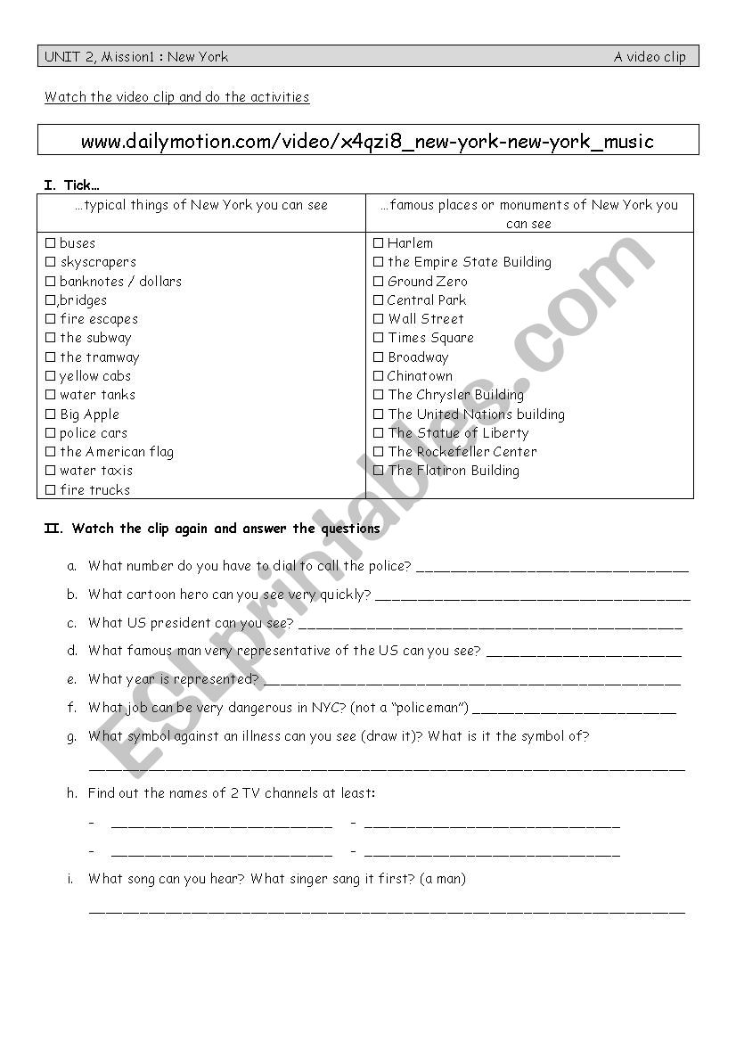 webquest, New York worksheet