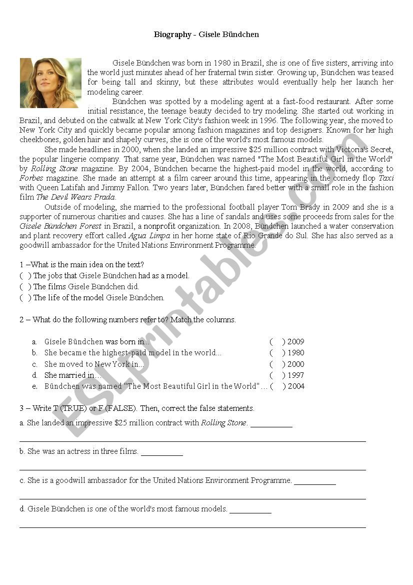 Biography worksheet