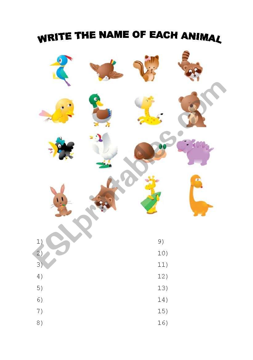 ANIMALS worksheet