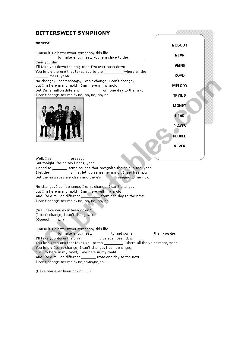 SONG Bittersweet Symphony worksheet