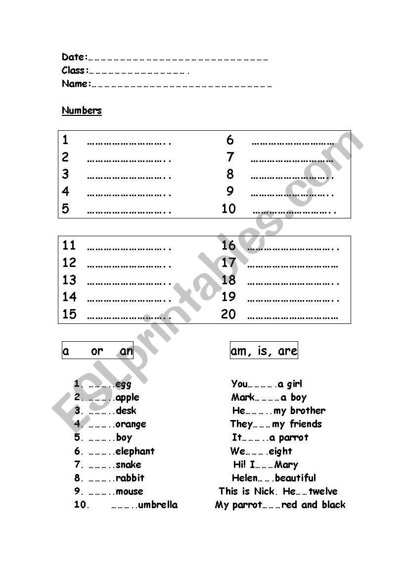 test worksheet