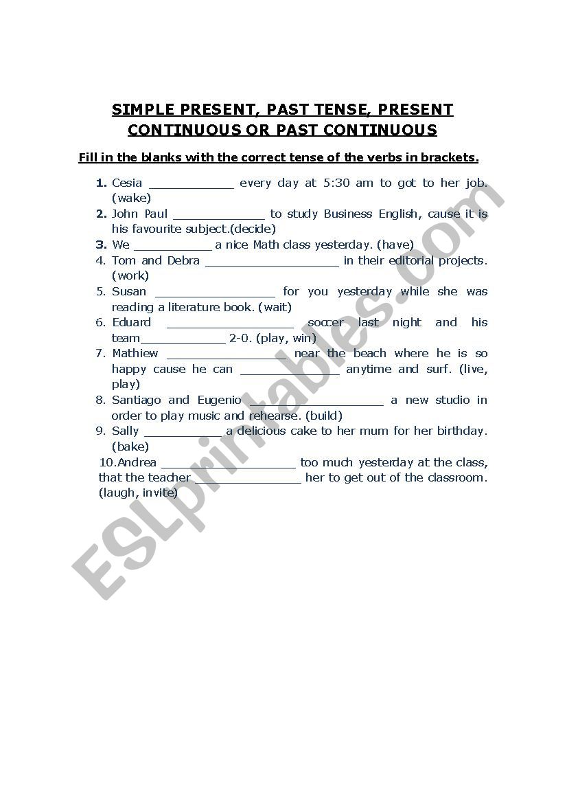 Mixed Tenses  worksheet