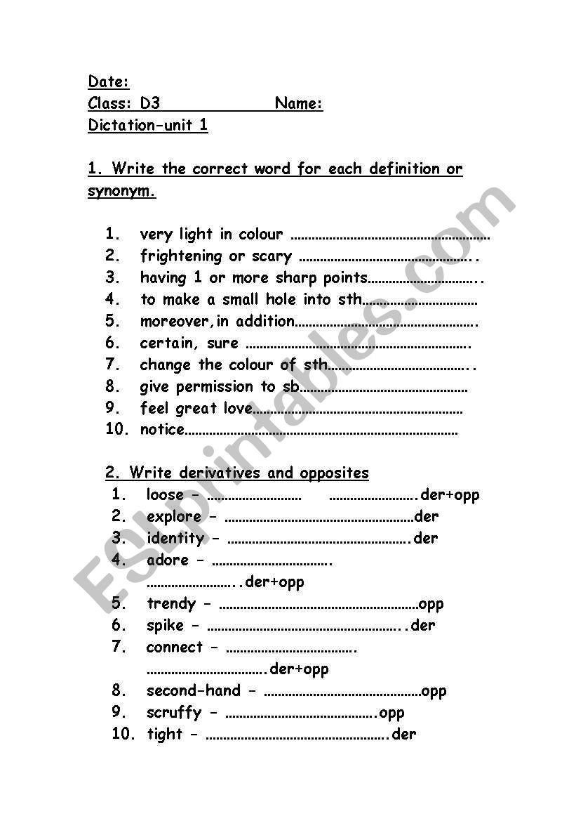 test worksheet