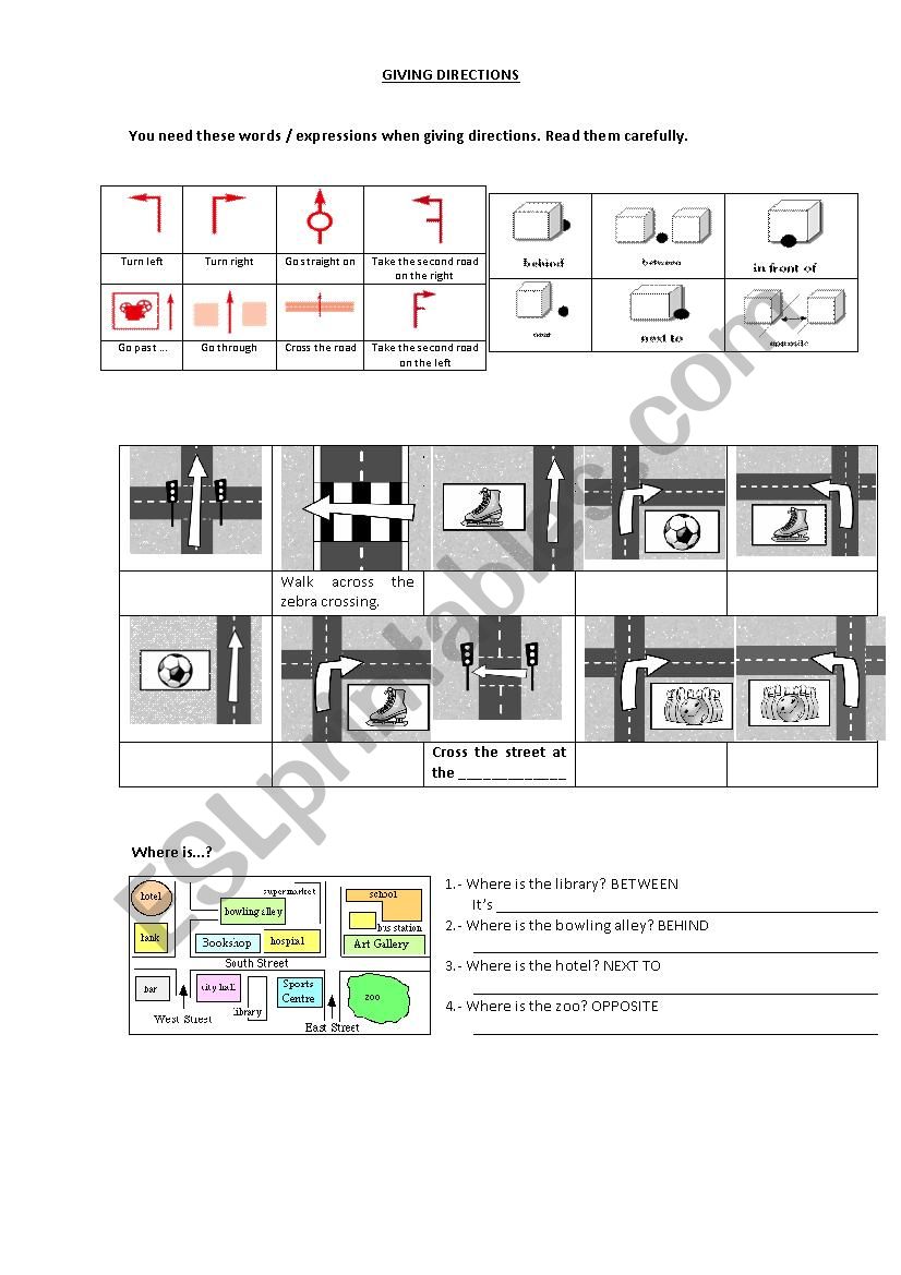 Giving Directions worksheet