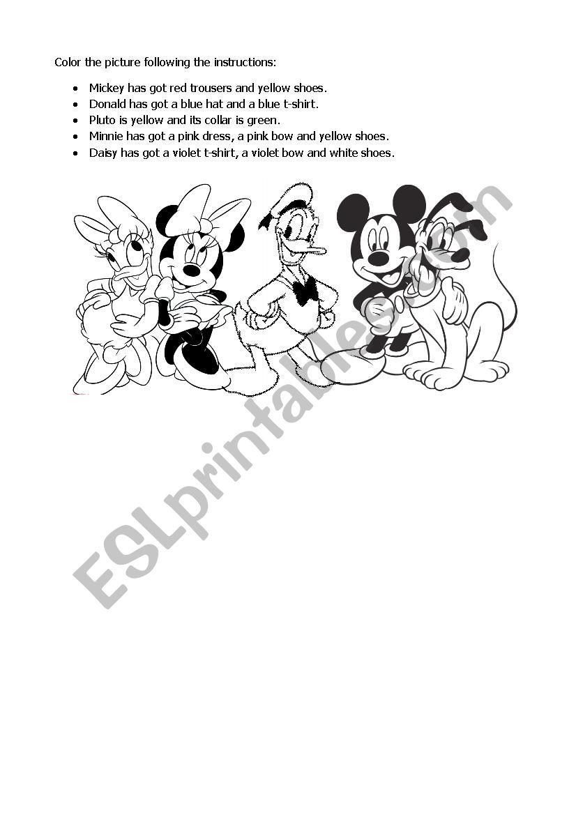 Color Mickey and friends worksheet
