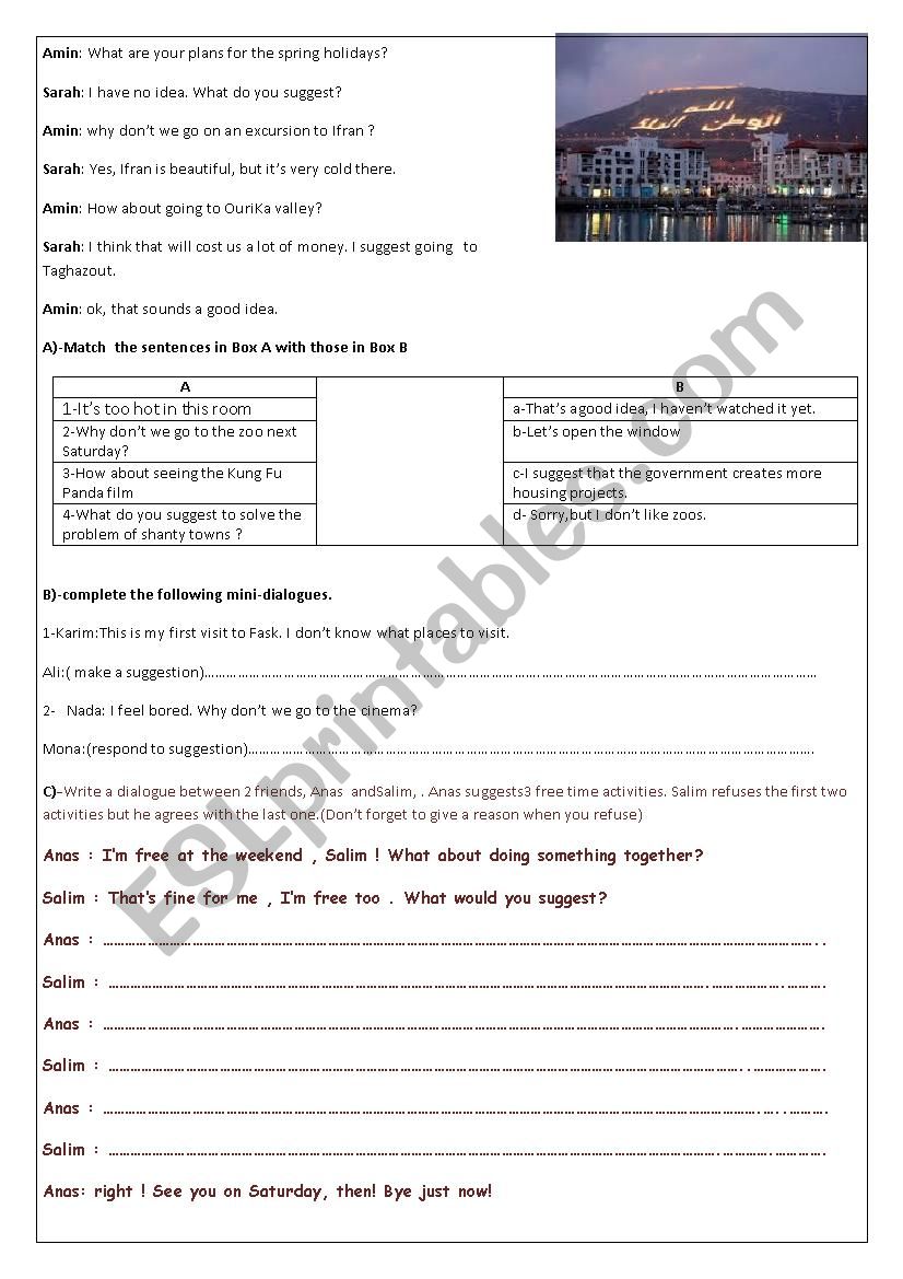 Making suggestions worksheet