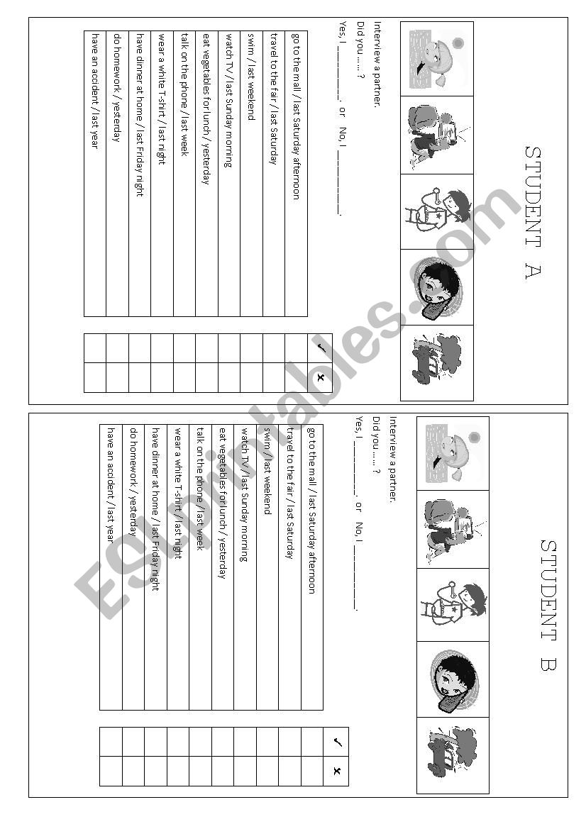 Pair work - Simple Past worksheet