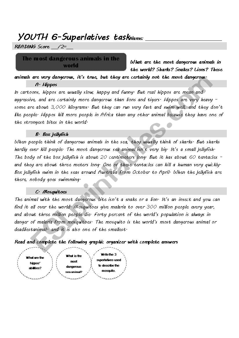 Superlatives task worksheet