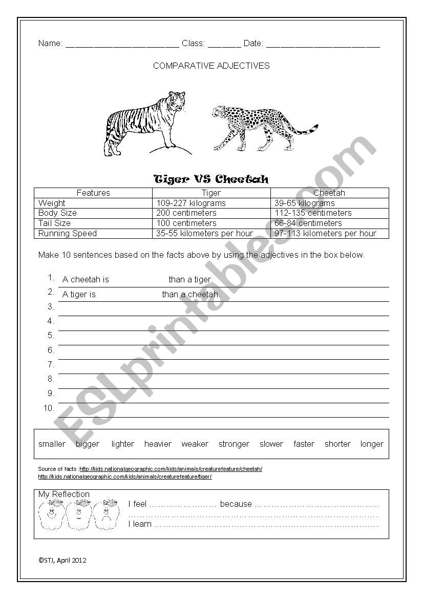 Comparative adjectives worksheet