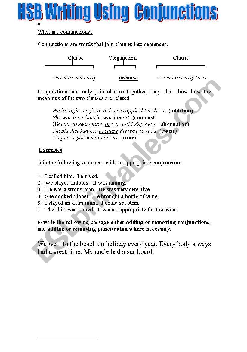 Conjunctions worksheet