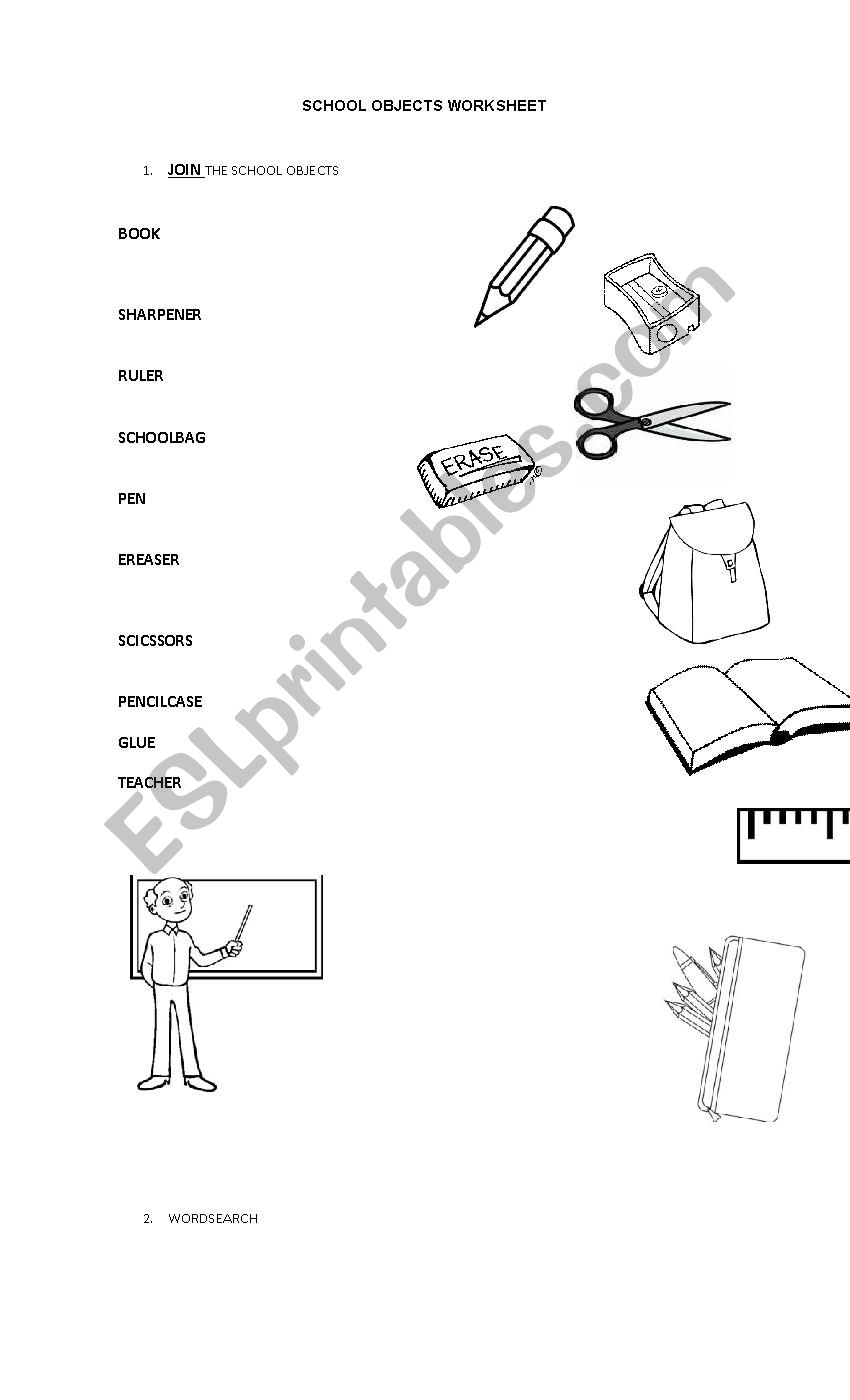 SCHOOL OBJECTS WRITTEN PRACTICE