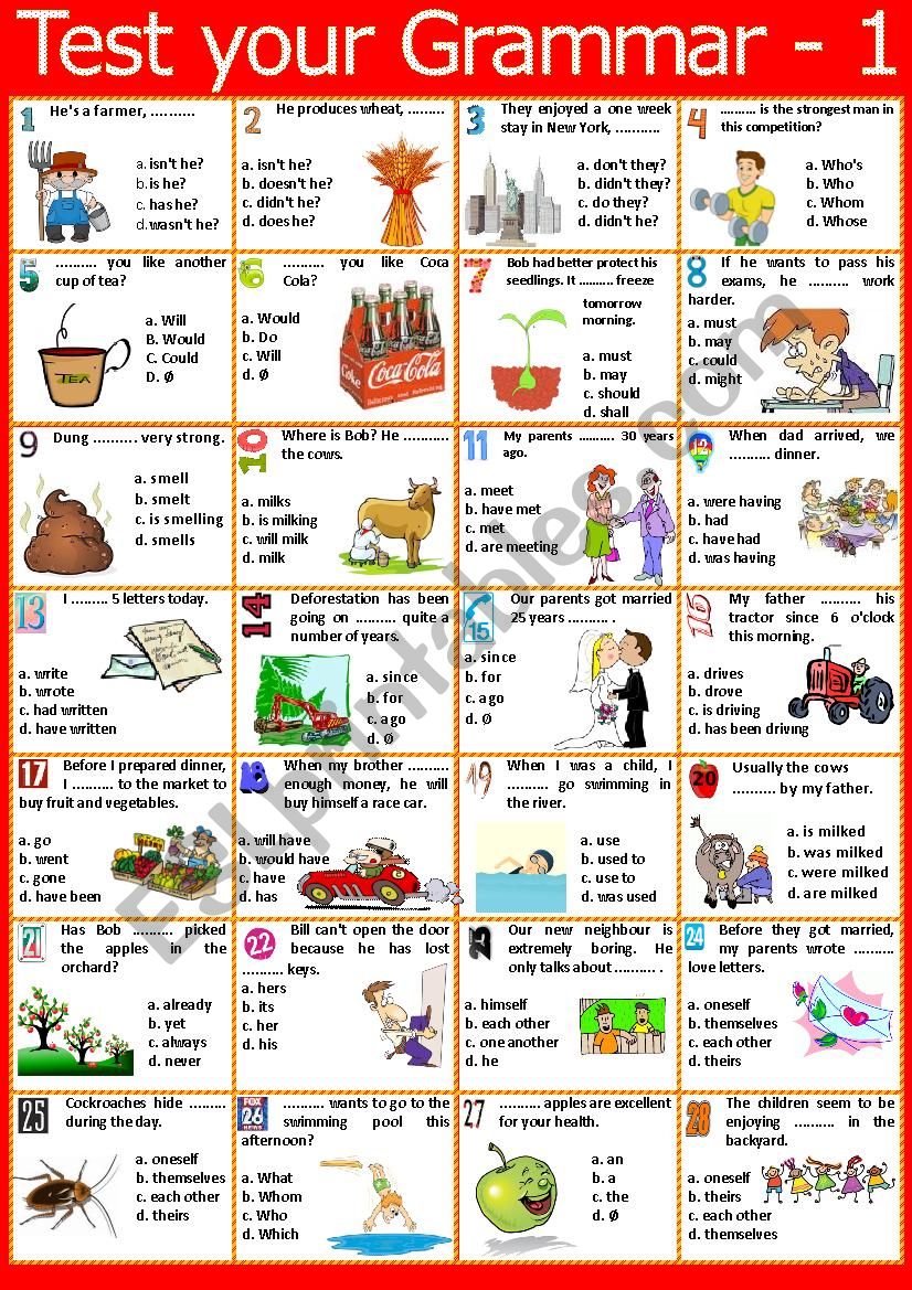 Test your Grammar 1  Placement test + KEY