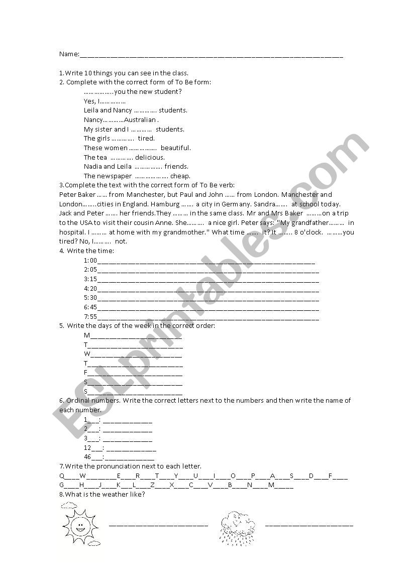 Basic Concepts worksheet