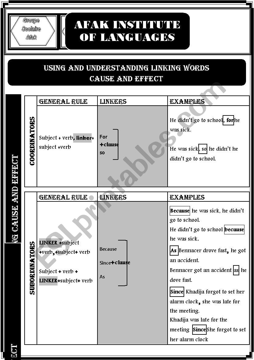 conjunctions - expressing cause and effect - Part 3