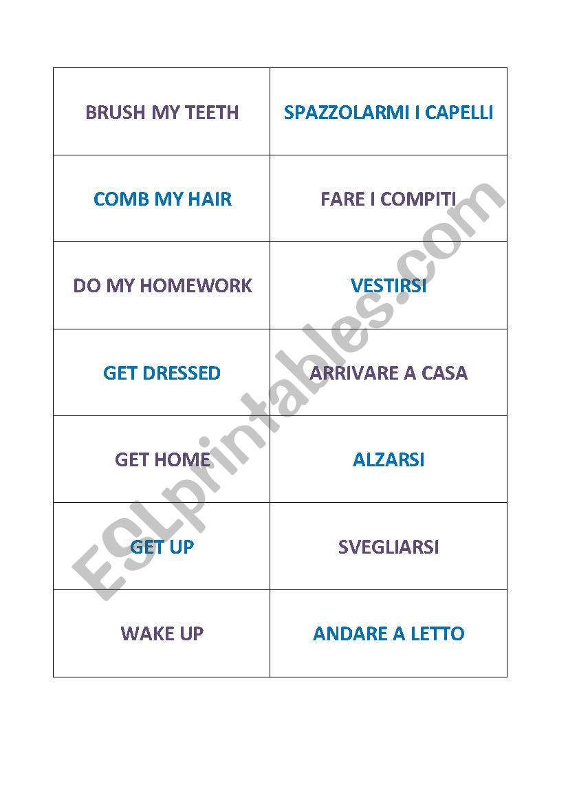 DOMINO DAILY ROUTINE worksheet