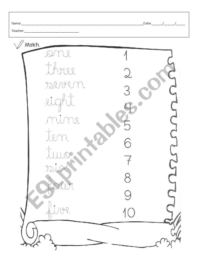 numbers exercise worksheet