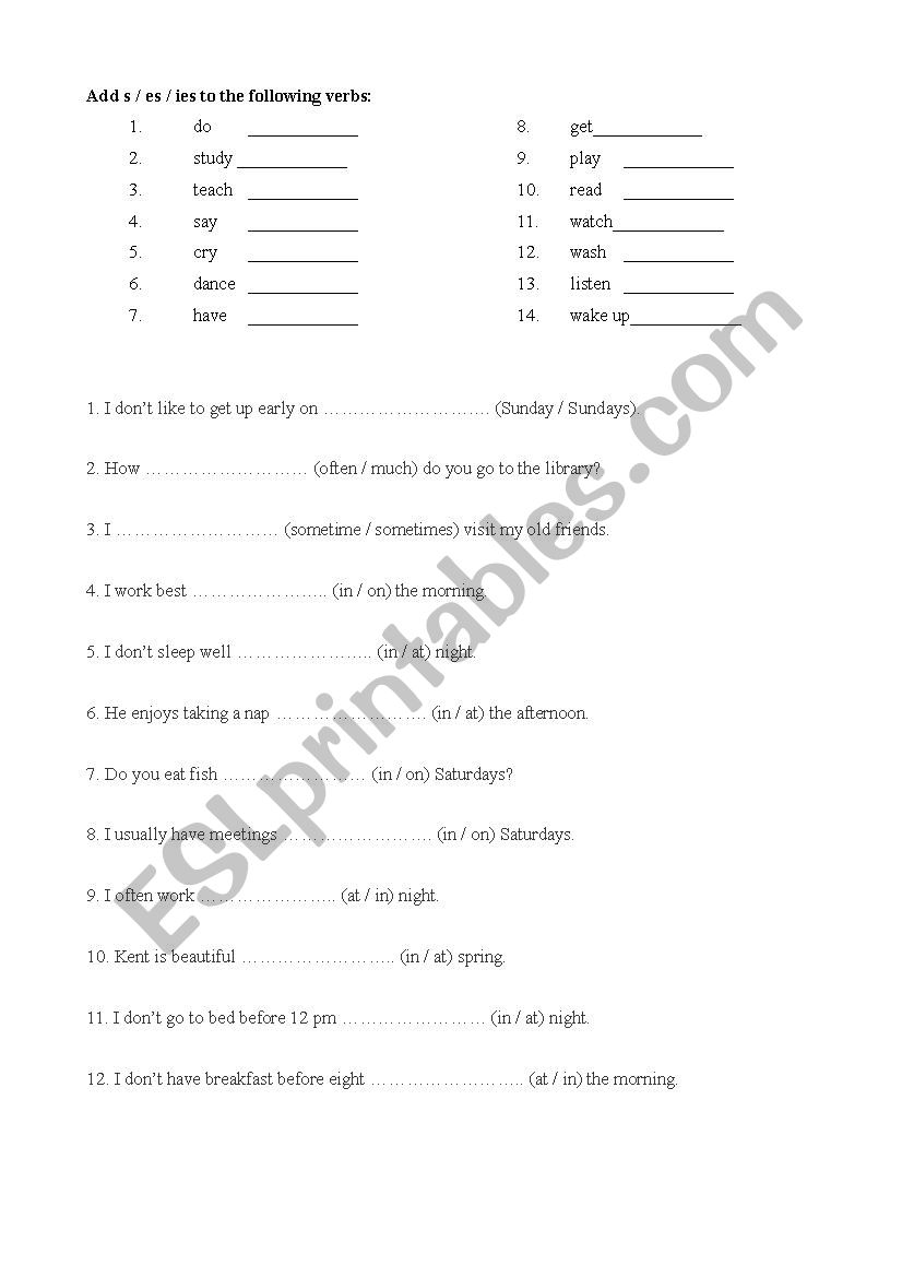 Present Simple worksheet