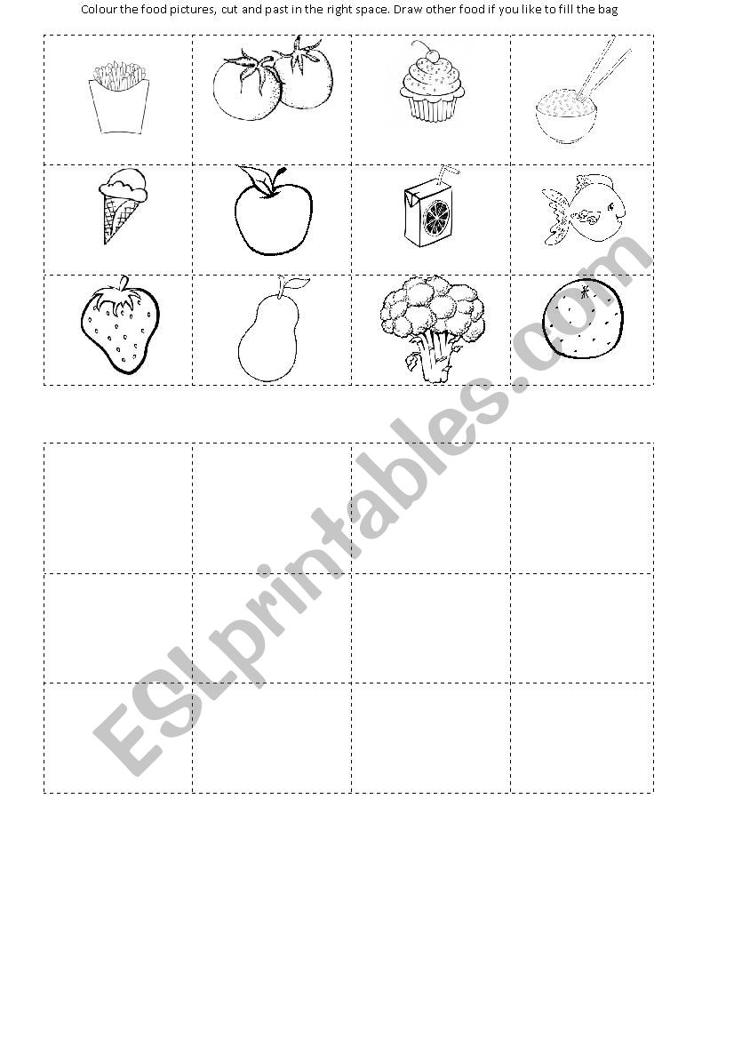 food lunch box worksheet