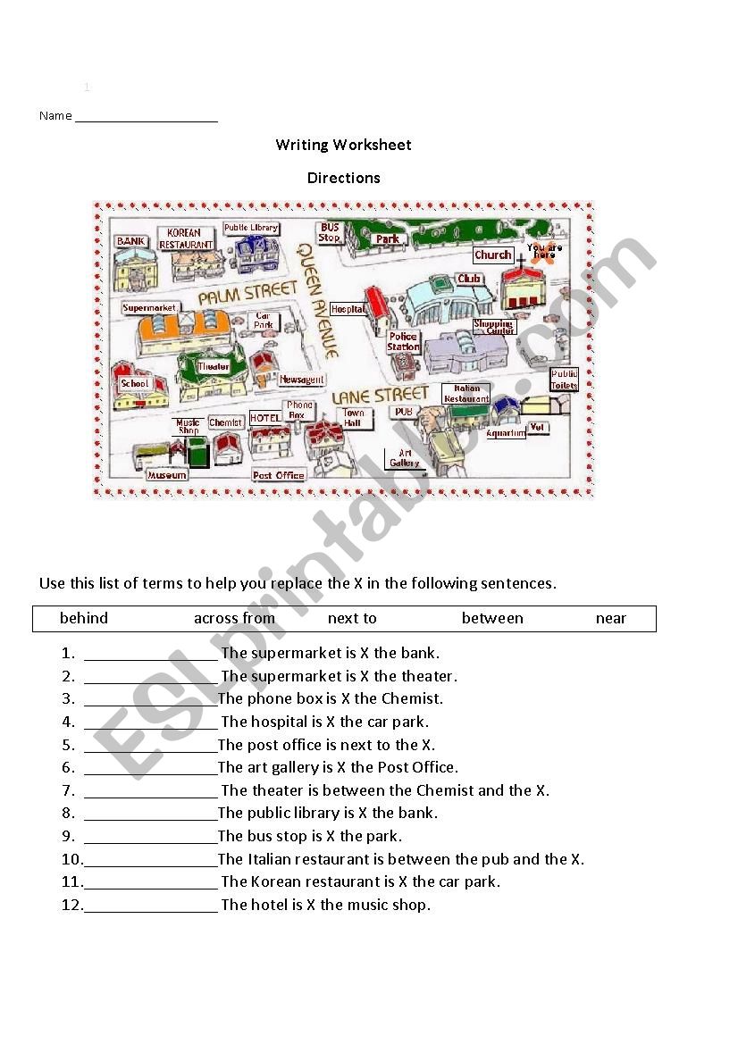 Directions worksheet worksheet