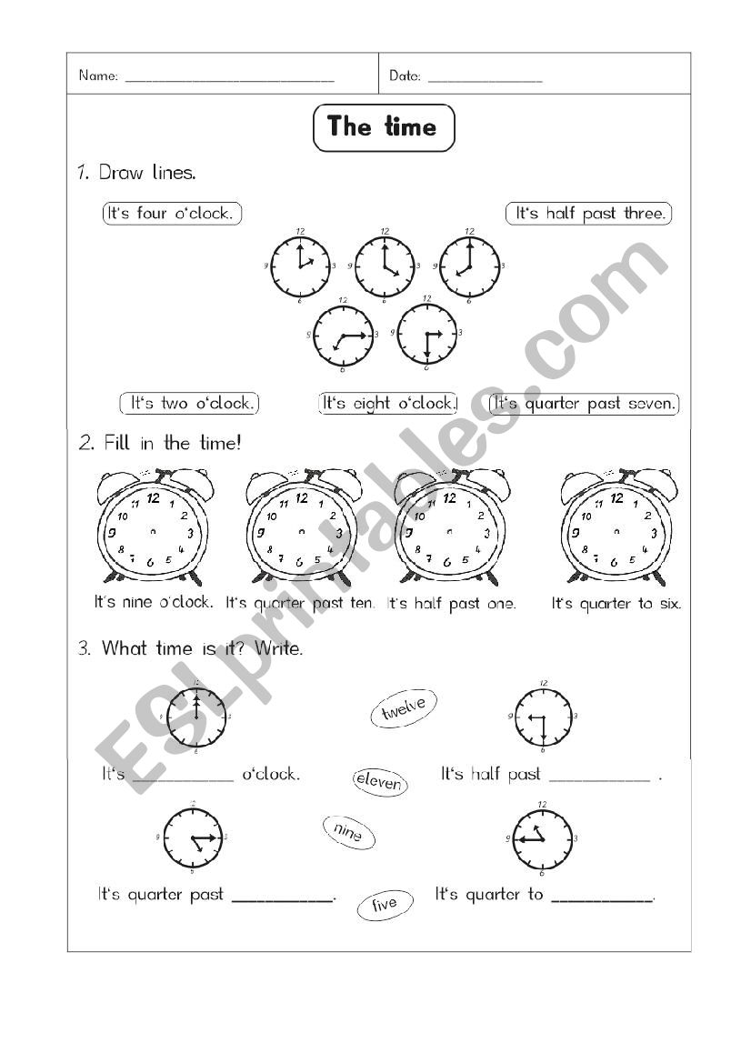 The time worksheet worksheet