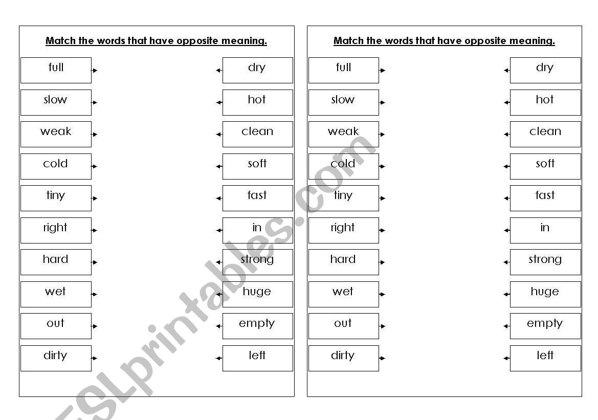 opposites worksheet