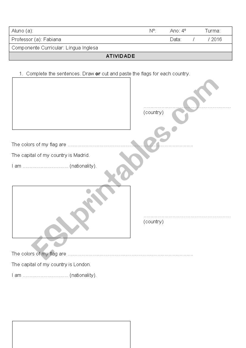 Countries and nationalities worksheet